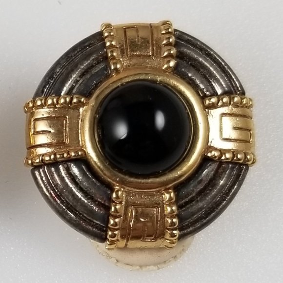 Retro Mixed Metal - Black Accent Clip On Earrings - Picture 4 of 6